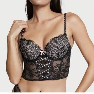 Victoria Secret Dream Angels Bra Top Lightly Lined Heritage Ribbon Lace Bustier